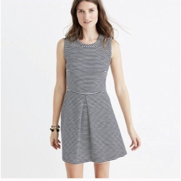 MADEWELL Afternoon Black White Sleeveless Striped Mini Dress G5573 Large - Picture 1 of 13